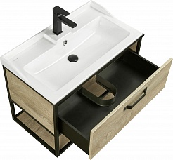 Акватон Мебель для ванной Лофт Фабрик 80 дуб эндгрейн с раковиной Фабиа – фотография-5